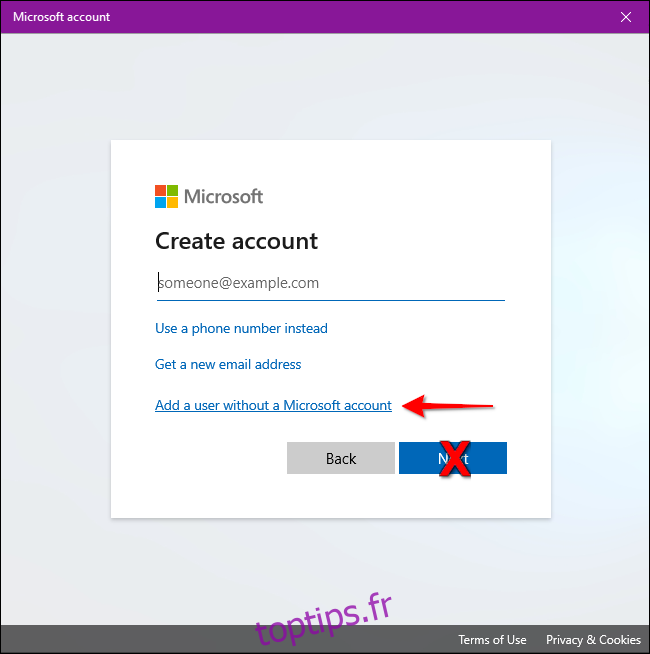Windows 10 sans compte Microsoft