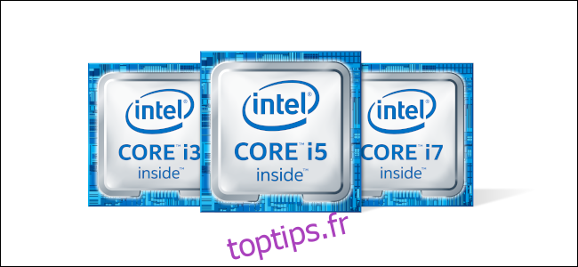 Les logos Intel Core i3, i5 et i7.