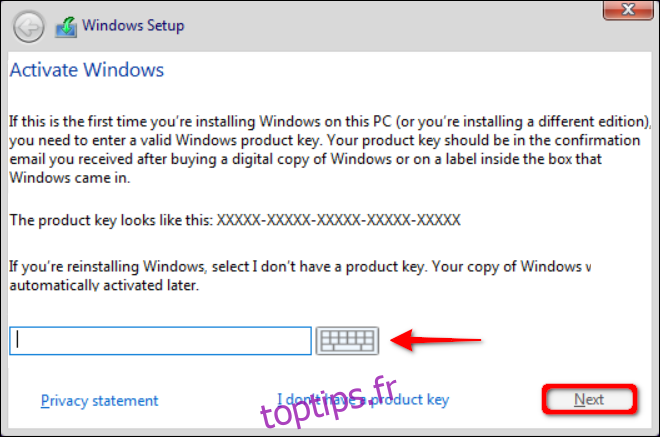 Activer Windows avec la clé de produit
