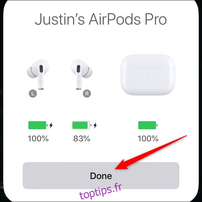 Apple AirPods Pro Pair avec iPhone Tap Done