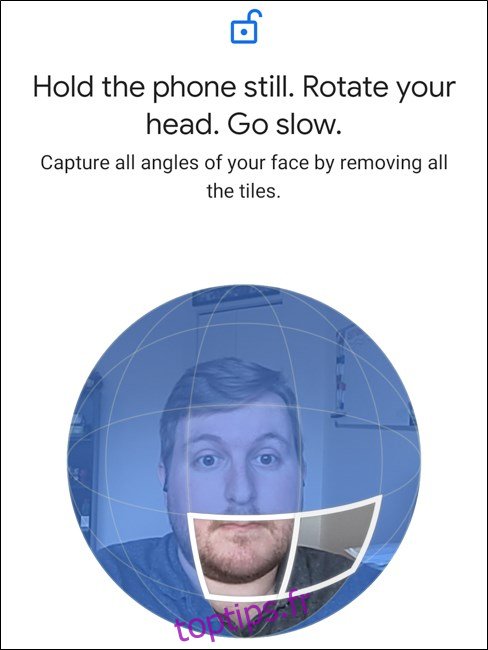 Google Pixel 4 Suivez les instructions et faites pivoter la tête