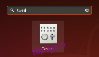L'icône Tweaks dans Ubuntu 18.04