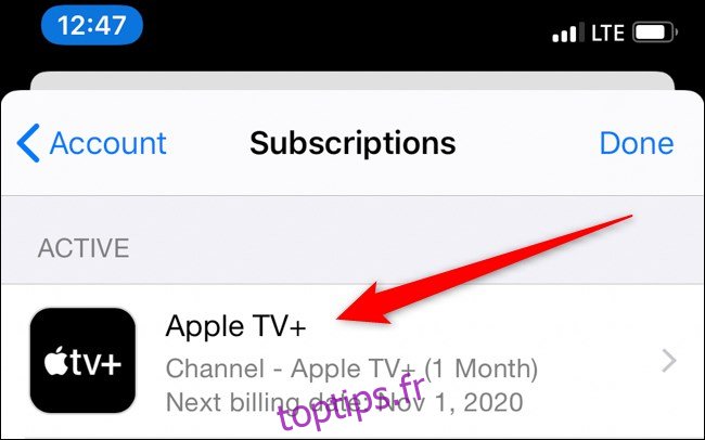 Apple iPhone App Store Appuyez sur Apple TV +