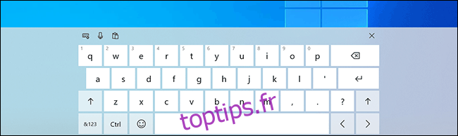 Le clavier à l'écran Windows, activé pour l'utilisation