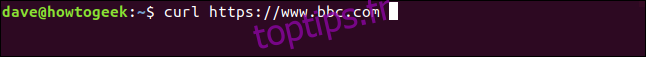 curl https://www.bbc.com dans une fenêtre de terminal