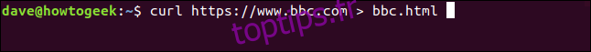 curl https://www.bbc.com> bbc.html dans une fenêtre de terminal ”width =” 646 ″ height = ”57 ″ onload =” pagespeed.lazyLoadImages.loadIfVisibleAndMaybeBeacon (this); ” onerror = ”this.onerror = null; pagespeed.lazyLoadImages.loadIfVisibleAndMaybeBeacon (this);”> </p><p> Cette fois, nous ne voyons pas les informations récupérées, elles sont envoyées directement au fichier pour nous. Comme il n’y a pas de sortie de fenêtre de terminal à afficher, curl génère un ensemble d’informations de progression. </p><p> Il ne l’a pas fait dans l’exemple précédent car les informations de progression auraient été dispersées dans le code source de la page Web donc curl l’a automatiquement supprimé. </p><p> Dans cet exemple, curl détecte que la sortie est redirigée vers un fichier et qu’il est sûr de générer les informations de progression. </p><p> <img loading =