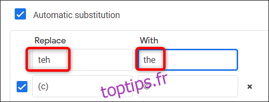 Vous pouvez utiliser cette fonction comme une correction automatique dans votre document pour remplacer automatiquement les mots mal orthographiés.