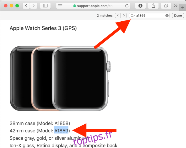 Page d'identification de l'Apple Watch