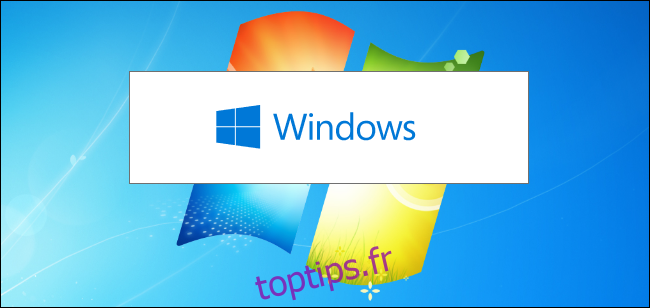 Programme d'installation de Windows 10 sur une image d'arrière-plan Windows 7.