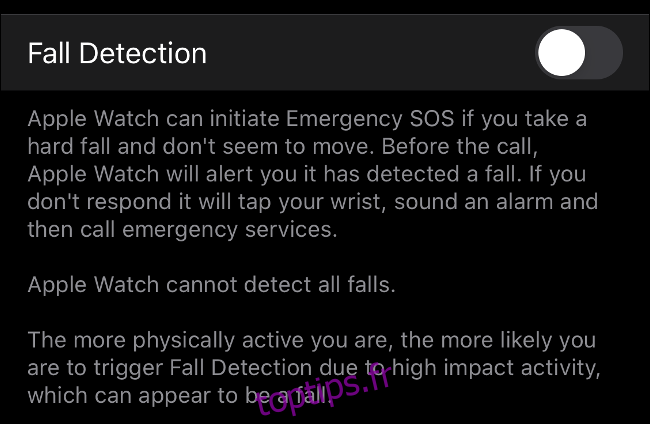 Activer la détection de chute sur l'Apple Watch
