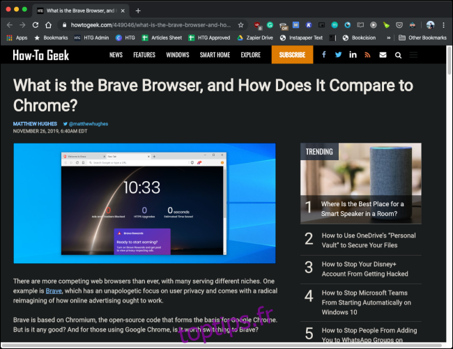 L'extension Dark Reader en action dans Google Chrome