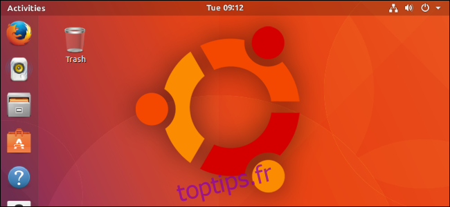 Le logo Ubuntu sur un bureau.