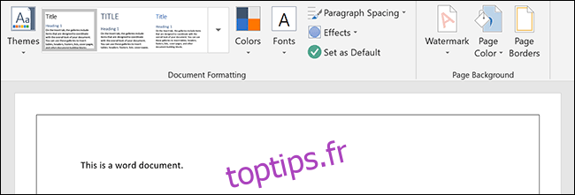 Une bordure de page appliquée à un document Microsoft Word
