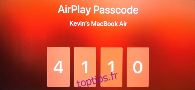 Code d'accès AirPlay Apple TV