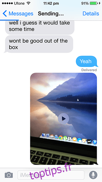 iOS 8 - Message vidéo