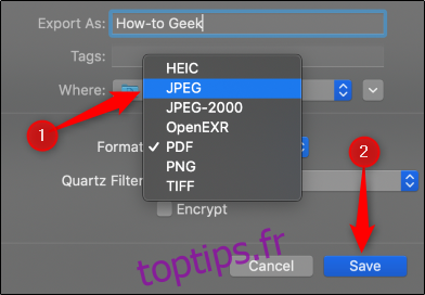 Exporter au format JPEG