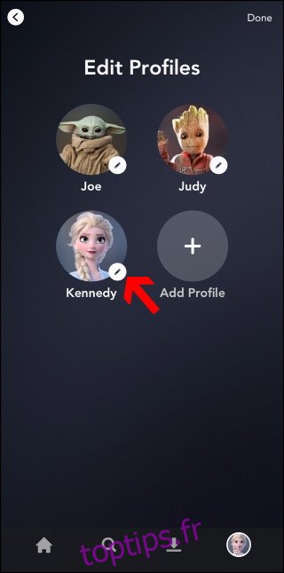 Disney + Modifier les profils
