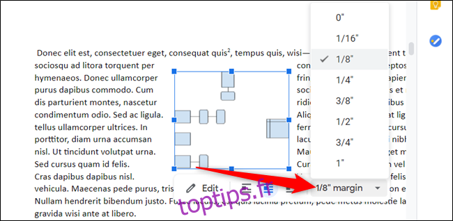 Cliquez sur la taille de marge souhaitée dans le menu déroulant.