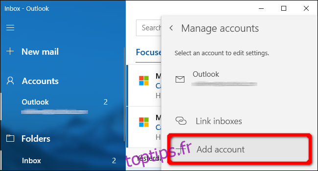Ajouter un compte à l'application Windows Mail