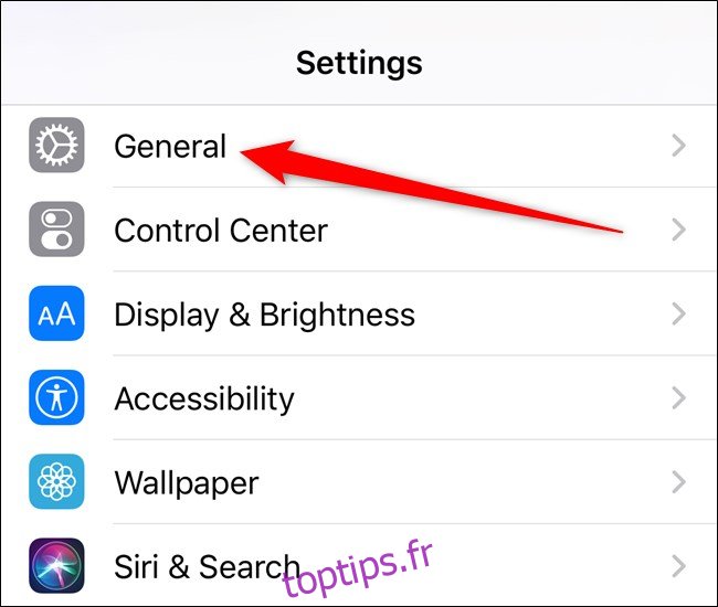 Option générale Apple iPhone Tap