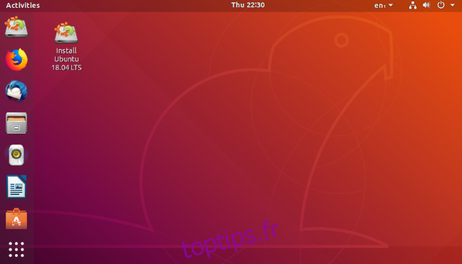 Un bureau Ubuntu Linux 18.04 LTS.