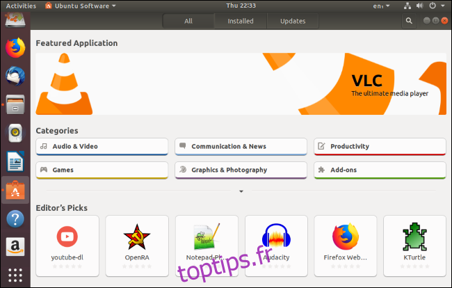 L'application Ubuntu Software Center.