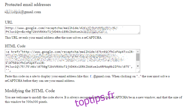 reCAPTCHA protéger les e-mails