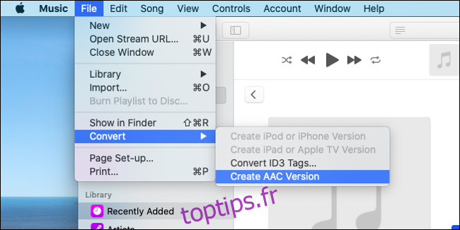 Créer une version AAC de votre clip audio