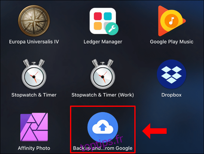 L'icône de lancement de Sauvegarde et synchronisation pour Google Drive sur Mac, dans le Launchpad