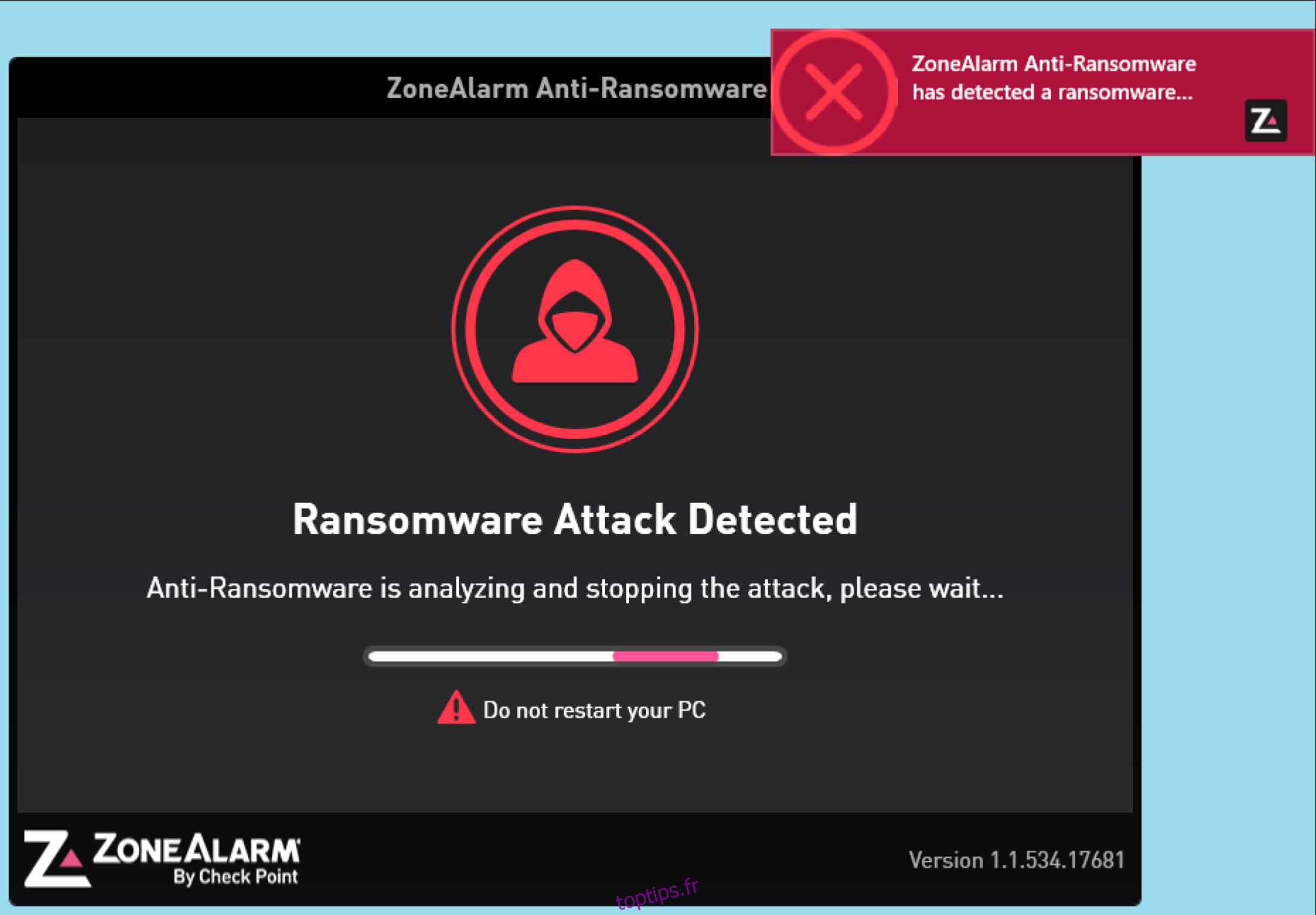 Le logiciel ZoneAlarm Anti-Ransomware.