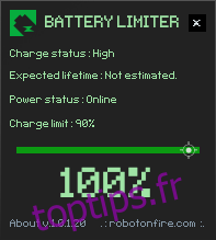 Widget limiteur de batterie