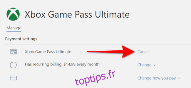 Annuler Xbox Game Pass sur PC