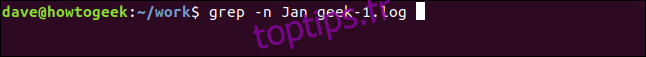 grep -n jan geek-1.log dans une fenêtre de terminal