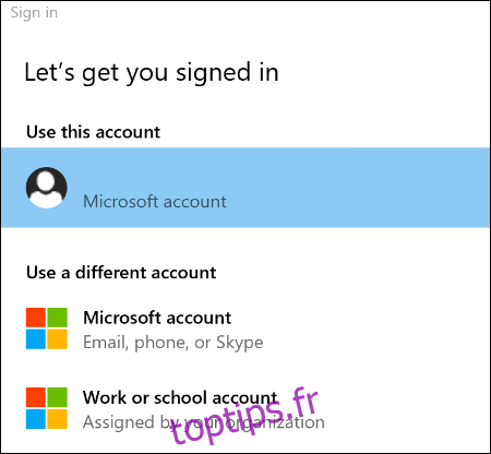 Choisissez vos options de connexion Edge pour associer votre profil Edge à un compte Microsoft