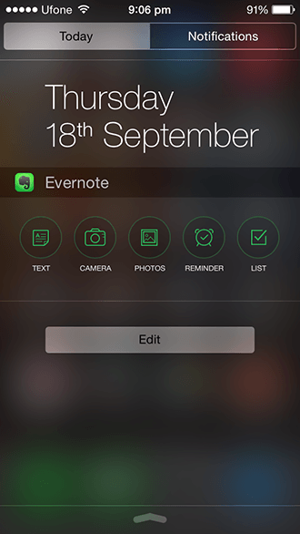Widget iOS 8 - Evernote
