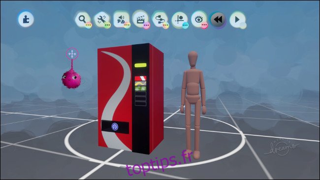 Un distributeur automatique à côté de la forme d'une personne en 