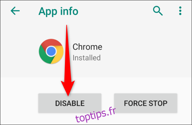 Android désactiver Chrome