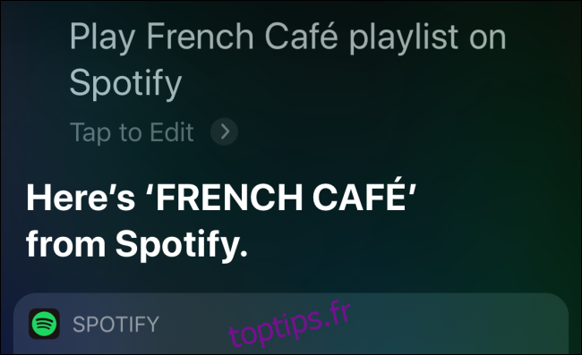 Spotify payant la playlist dans Siri