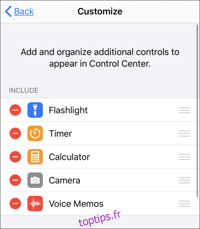 Les mémos vocaux sont ajoutés au centre de contrôle sous iOS