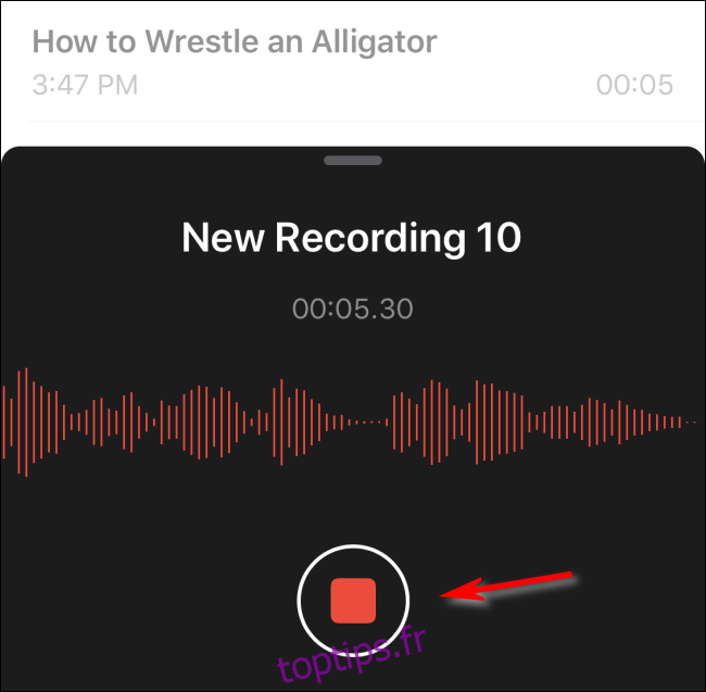 Arrêter d'enregistrer un mémo vocal dans iOS