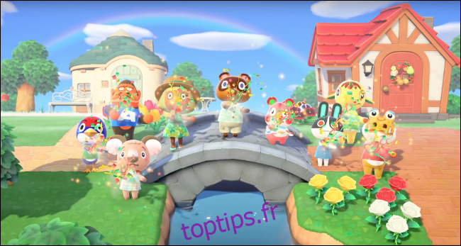 scène sur un pont dans le jeu Animal Crossing: New Horizons