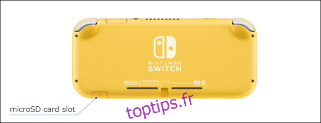 Emplacement de l'emplacement microSD de la Nintendo Switch Lite