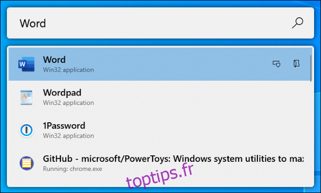 Le lanceur d'applications PowerToys Run sur Windows 10.