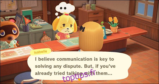 Animal Crossing New Horizons Isabelle supprime un villageois