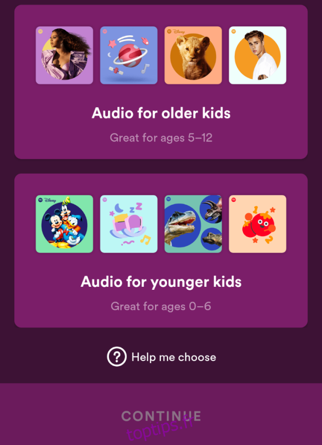 Spotify Kids choisit l'âge