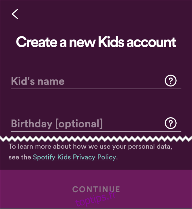 Nom de l'enfant Spotify
