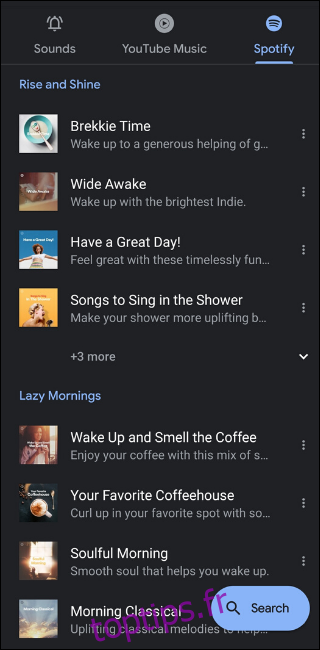 Alarmes par défaut Spotify