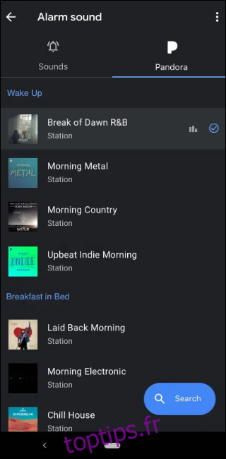 Stations par défaut de la radio Pandora
