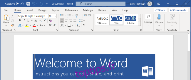 Microsoft Word sur Windows 10