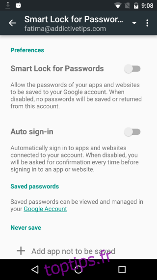 android-6-mots de passe intelligents